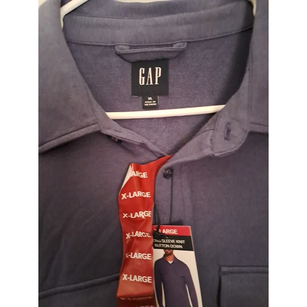 Gap Long Sleeve Knit Button Down Shirt Size X- Large Blue - Picture 2 of 9